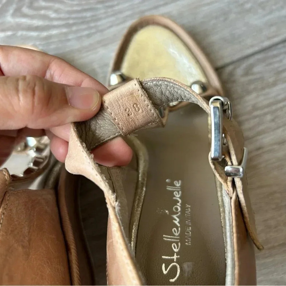 Stelle Monelle Studded T Strap Wedge Heel Sandal Made in Italy